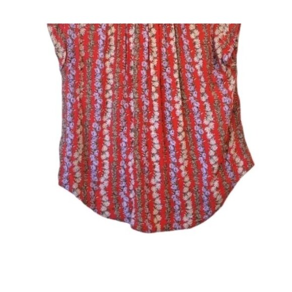 Anthropologie 49 Of 52 Conversations Button Up Blouse Size Small Red Floral - Picture 7 of 9